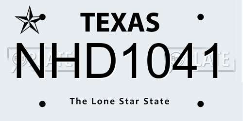 NHD1041 Texas License Plate