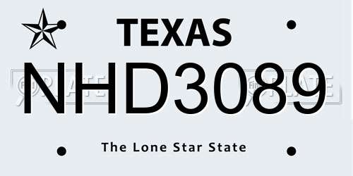 NHD3089 Texas License Plate