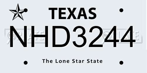 NHD3244 Texas License Plate