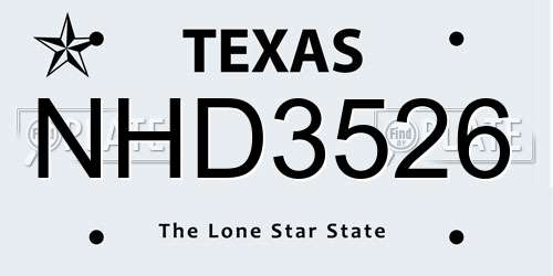 NHD3526 Texas License Plate