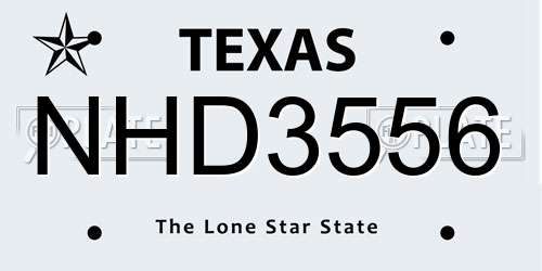 NHD3556 Texas License Plate