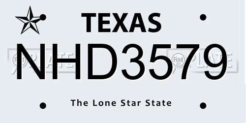 NHD3579 Texas License Plate