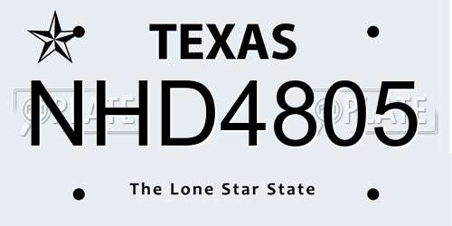 NHD4805 Texas License Plate