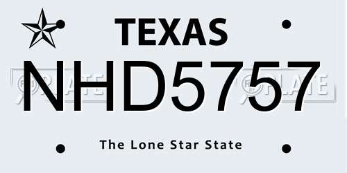 NHD5757 Texas License Plate
