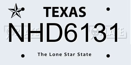 NHD6131 Texas License Plate