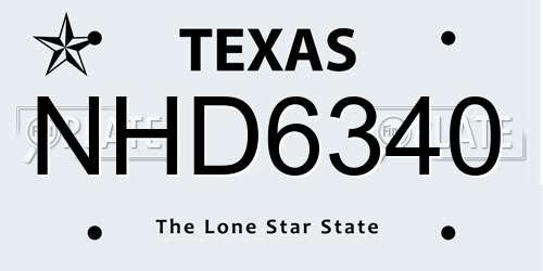 NHD6340 Texas License Plate