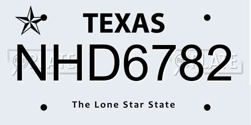 NHD6782 Texas License Plate
