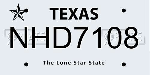 NHD7108 Texas License Plate