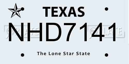 NHD7141 Texas License Plate