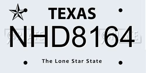 NHD8164 Texas License Plate