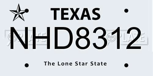 NHD8312 Texas License Plate
