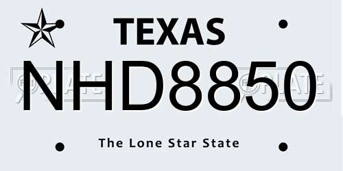 NHD8850 Texas License Plate