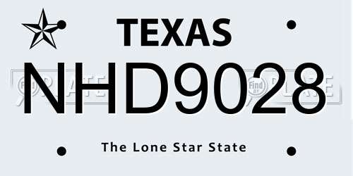 NHD9028 Texas License Plate