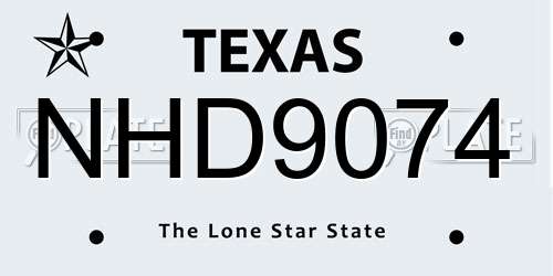 NHD9074 Texas License Plate