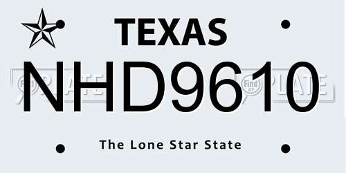NHD9610 Texas License Plate