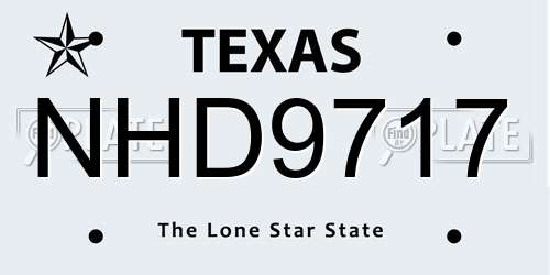 NHD9717 Texas License Plate