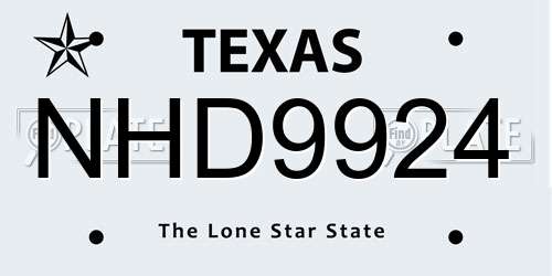 NHD9924 Texas License Plate