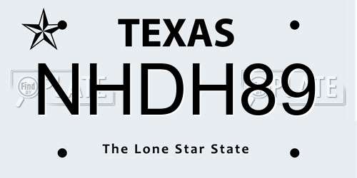 NHDH89 Texas License Plate