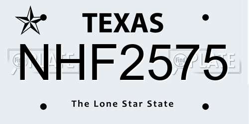 NHF2575 Texas License Plate