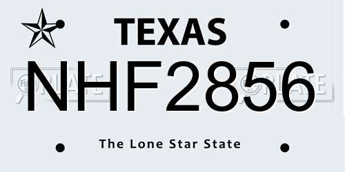 NHF2856 Texas License Plate