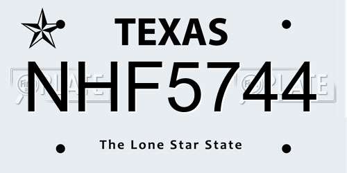 NHF5744 Texas License Plate