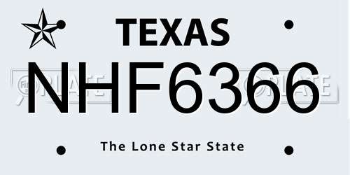 NHF6366 Texas License Plate