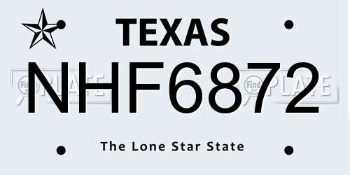 NHF6872 Texas License Plate