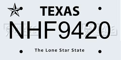 NHF9420 Texas License Plate