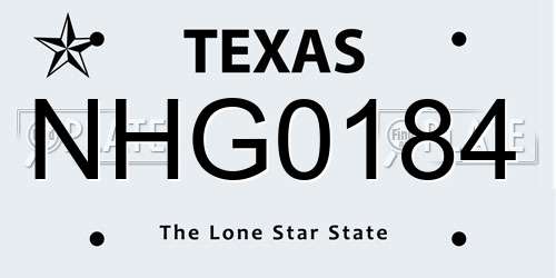 NHG0184 Texas License Plate