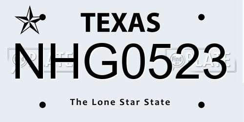 NHG0523 Texas License Plate