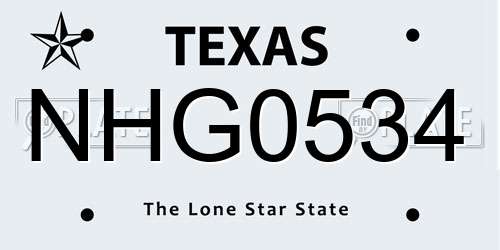 NHG0534 Texas License Plate