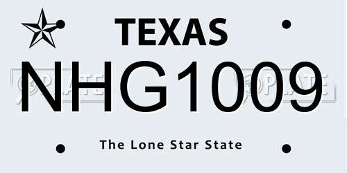 NHG1009 Texas License Plate