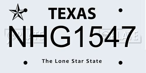 NHG1547 Texas License Plate