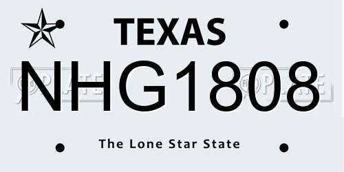 NHG1808 Texas License Plate