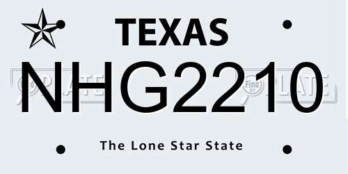 NHG2210 Texas License Plate