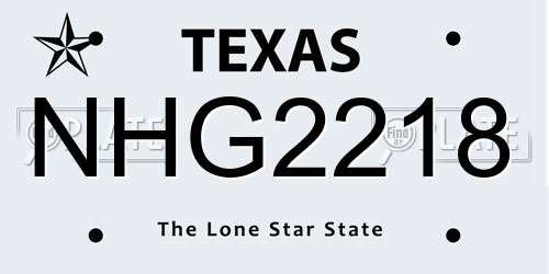 NHG2218 Texas License Plate