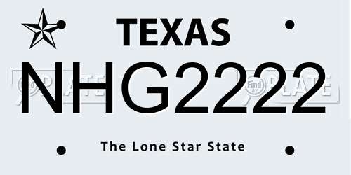NHG2222 Texas License Plate