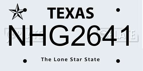 NHG2641 Texas License Plate