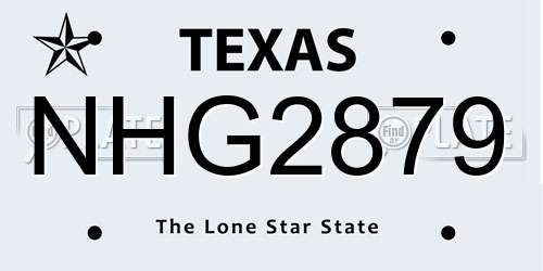 NHG2879 Texas License Plate