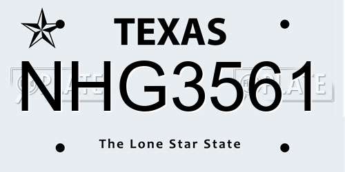 NHG3561 Texas License Plate