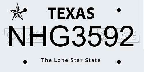 NHG3592 Texas License Plate