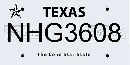 NHG3608 Texas License Plate