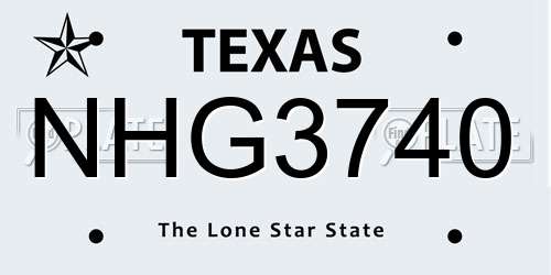 NHG3740 Texas License Plate