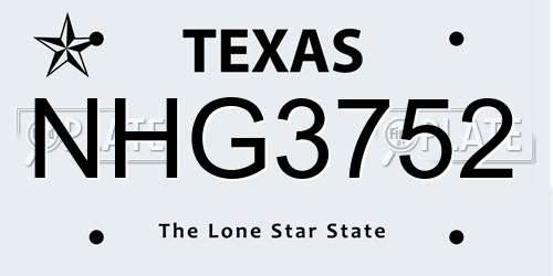 NHG3752 Texas License Plate