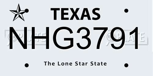 NHG3791 Texas License Plate