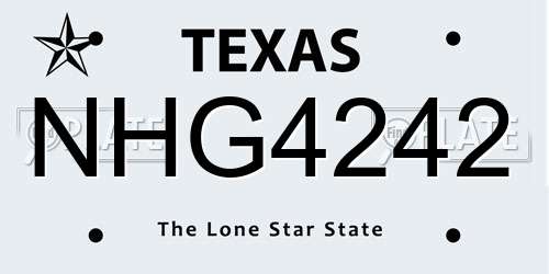 NHG4242 Texas License Plate