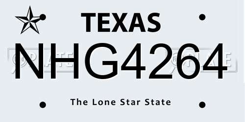 NHG4264 Texas License Plate