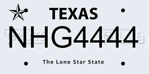 NHG4444 Texas License Plate