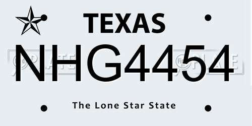 NHG4454 Texas License Plate