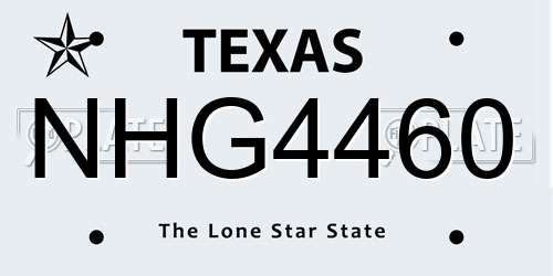 NHG4460 Texas License Plate